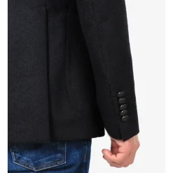 Blauw wollen jas met reverskraag