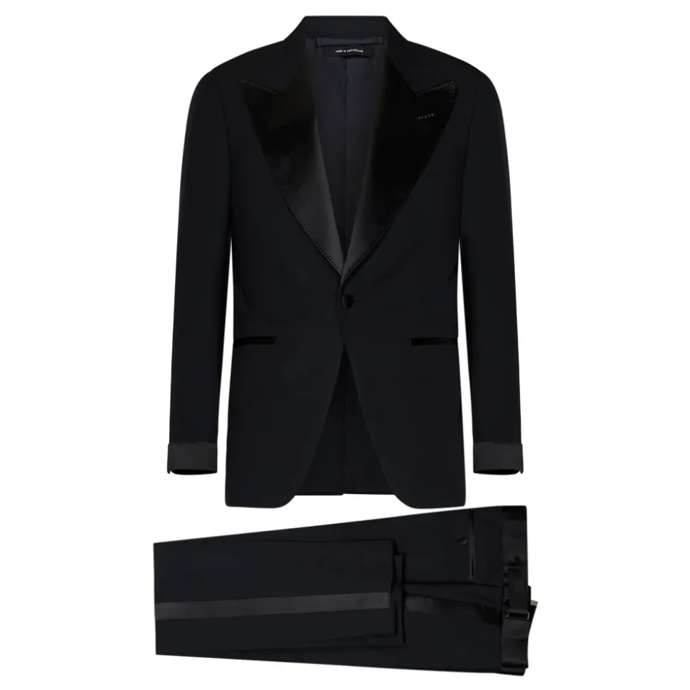 Blauw Wol Tuxedo Pak Single-Breasted