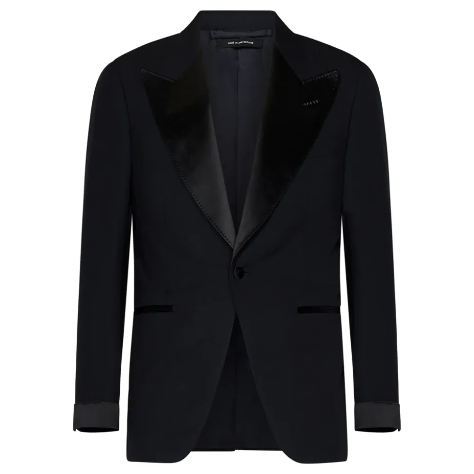 Blauw Wol Tuxedo Pak Single-Breasted