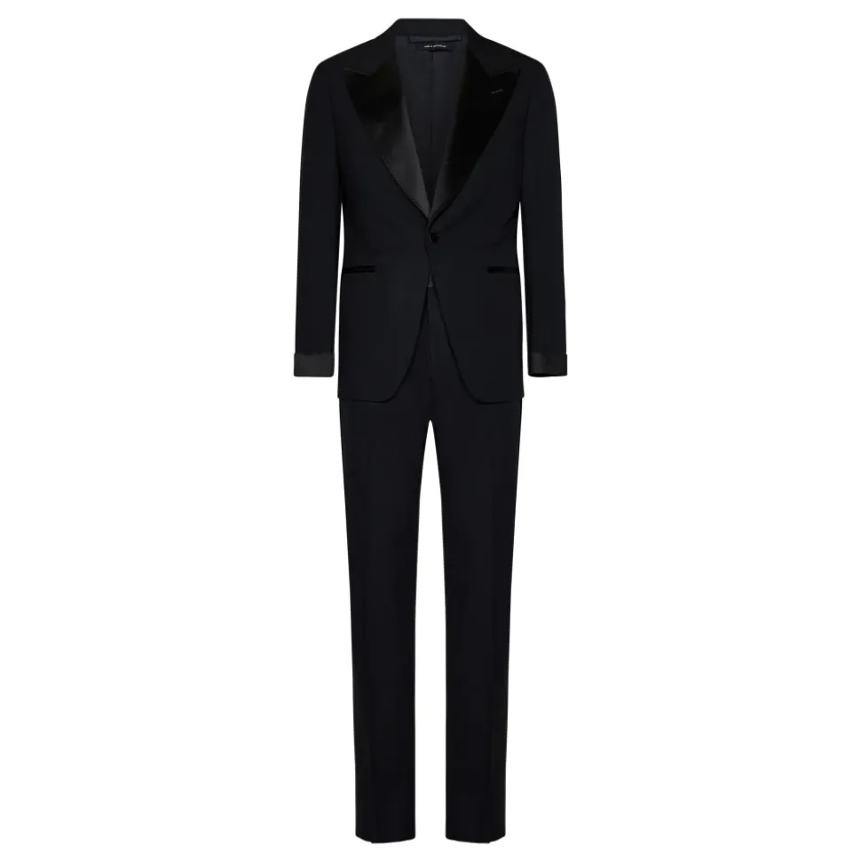 Blauw Wol Tuxedo Pak Single-Breasted