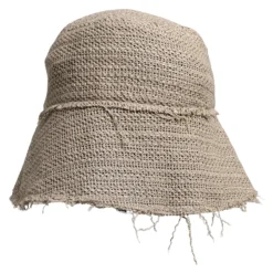 Brede Rand Linnen Bucket Hat met Logo