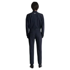 Broek met rechte pijpen in krijtstreep wol