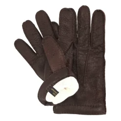 Bruine Cashmere Gevoerde Pecari Handschoenen