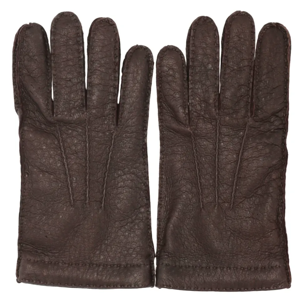 Bruine Cashmere Gevoerde Pecari Handschoenen