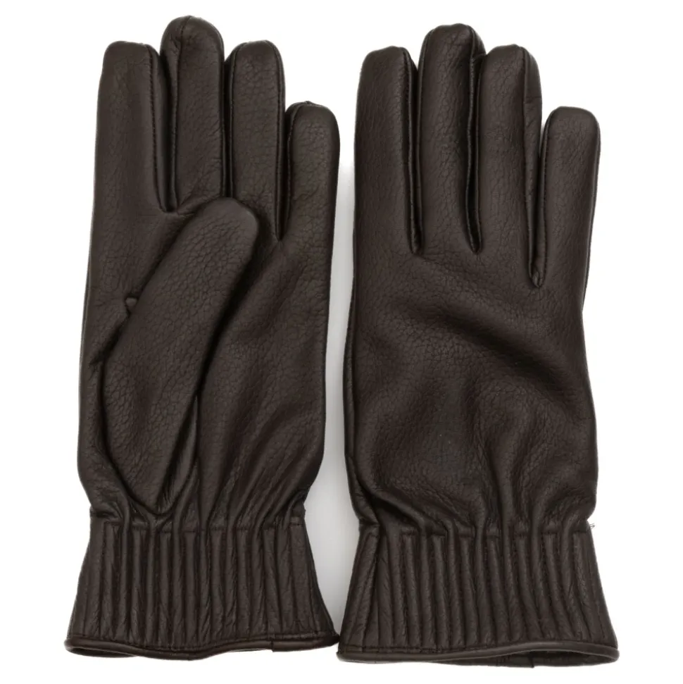 Bruine leren gehamerde handschoenen