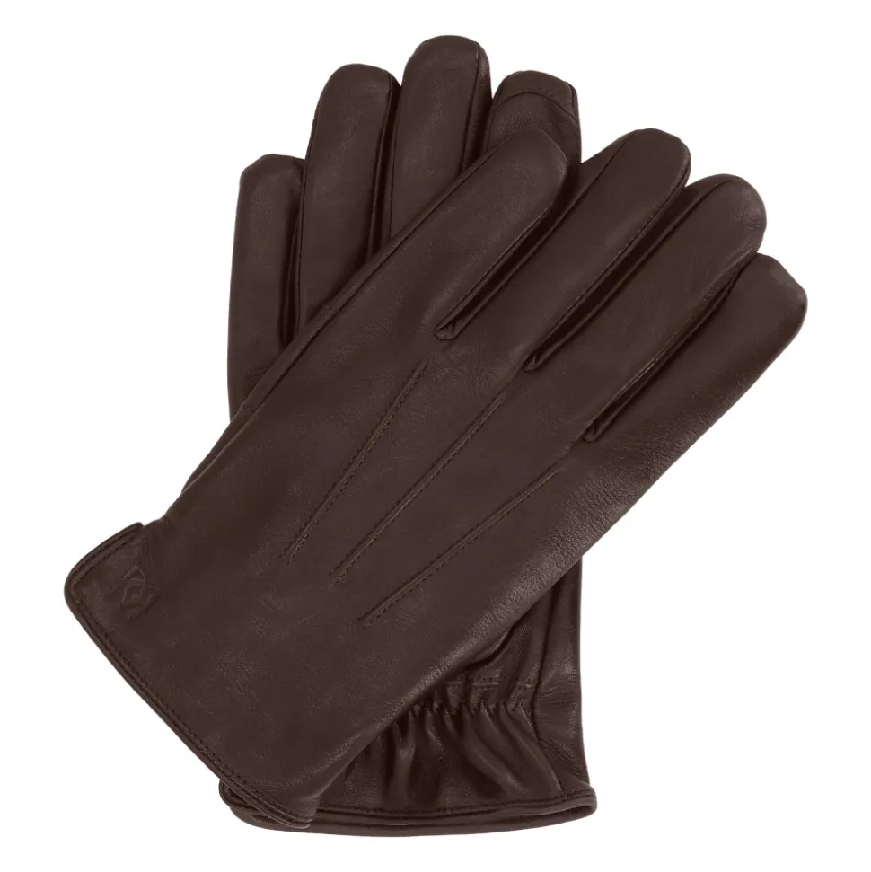 Bruine leren handschoenen met touchscreenfunctie
