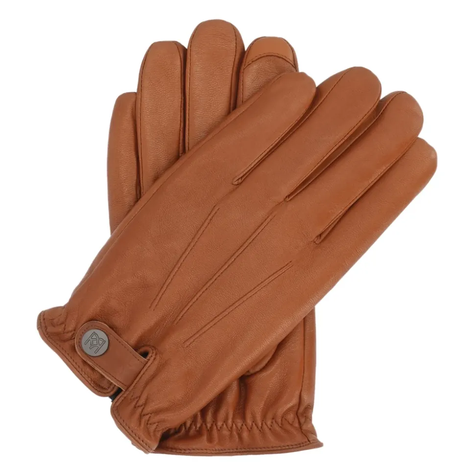 Bruine leren handschoenen met touchscreenfunctie