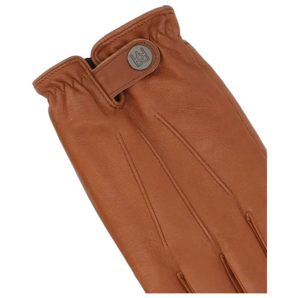 Bruine leren handschoenen met touchscreenfunctie