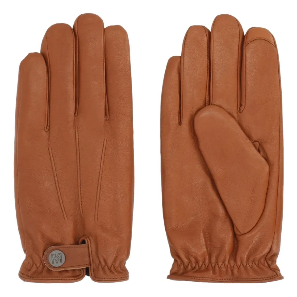 Bruine leren handschoenen met touchscreenfunctie