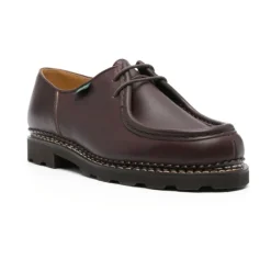 Bruin Leren Derby Platte Schoenen