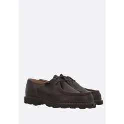Bruin Leren Derby Platte Schoenen