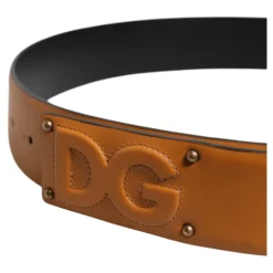 Bruin leren DG-logo reliëf riem