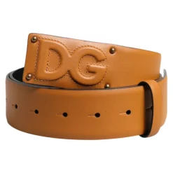 Bruin leren DG-logo reliëf riem