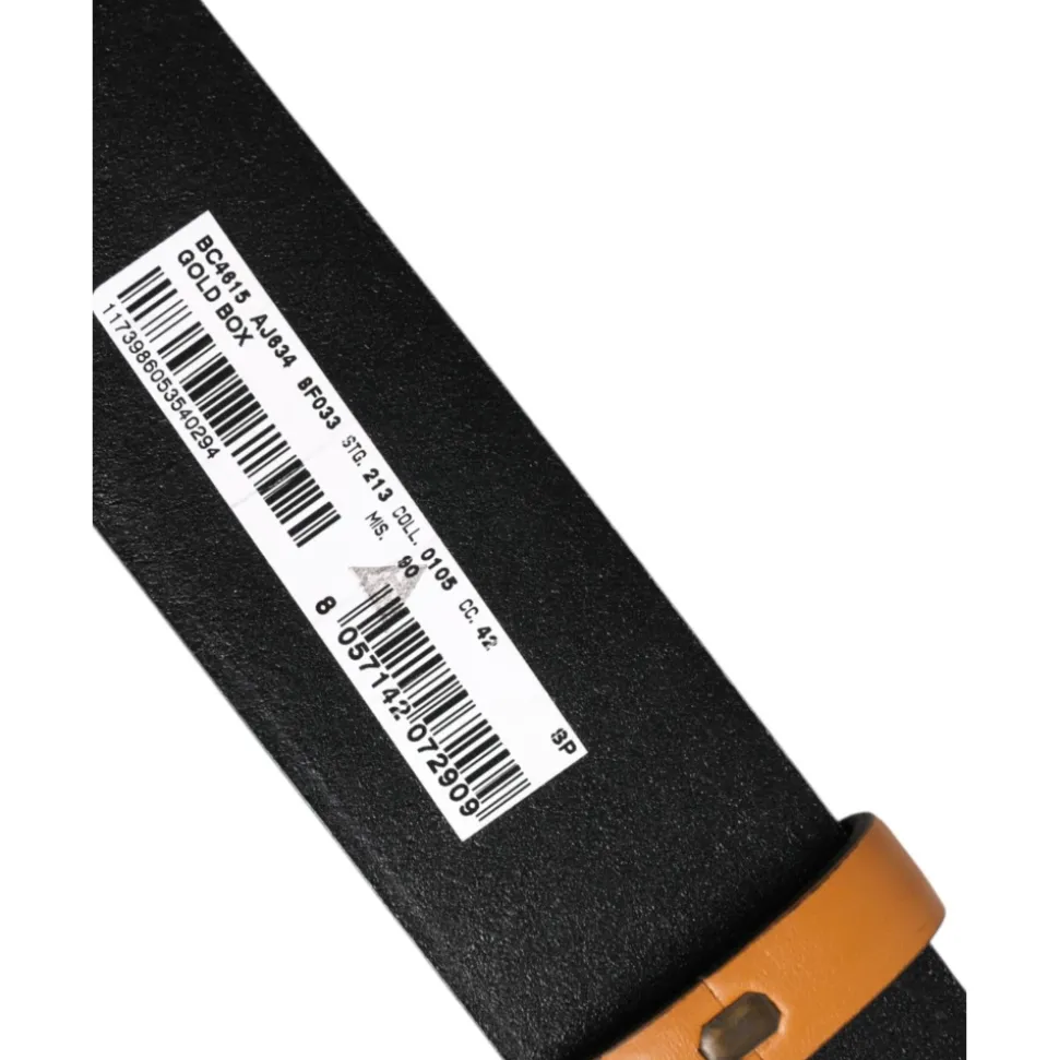 Bruin leren DG-logo reliëf riem