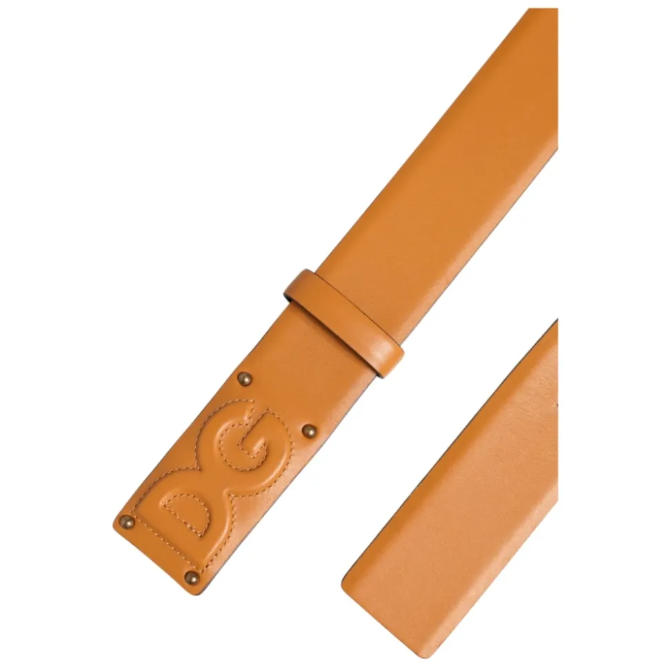 Bruin leren DG-logo reliëf riem