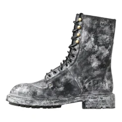 Chique Zwarte Veterschoenen Grijs-Wit