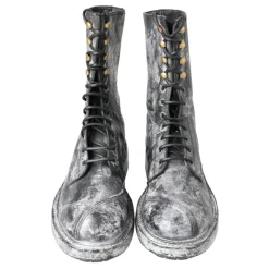 Chique Zwarte Veterschoenen Grijs-Wit