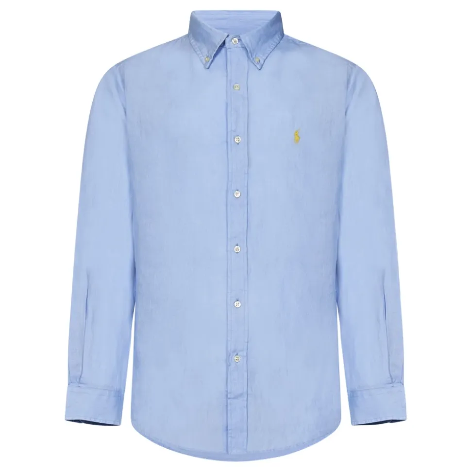Clear Blue Linen Button-Down Shirt