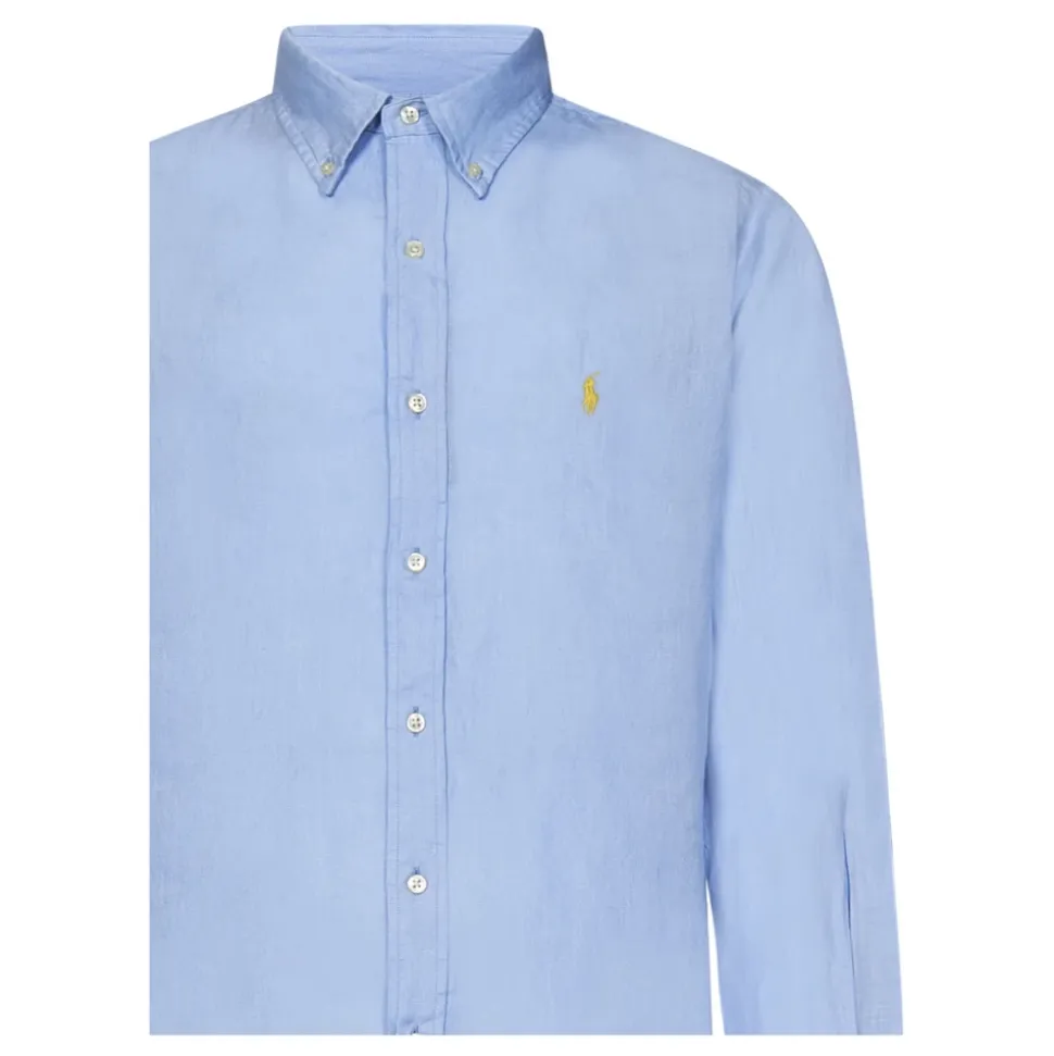 Clear Blue Linen Button-Down Shirt