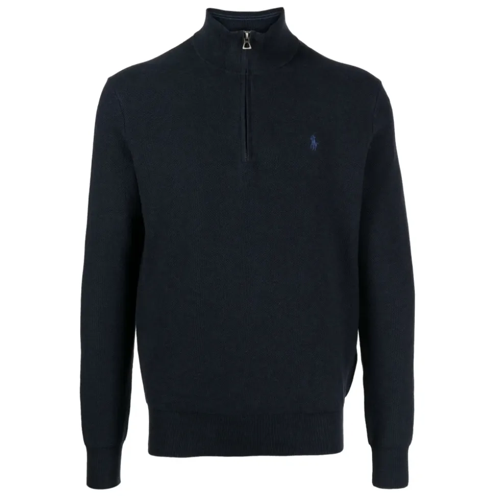 Cotton Quarter-Zip Mockneck Sweater