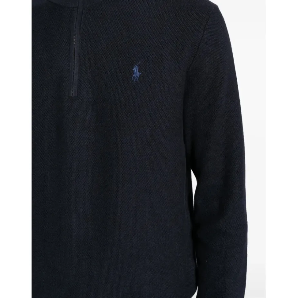 Cotton Quarter-Zip Mockneck Sweater