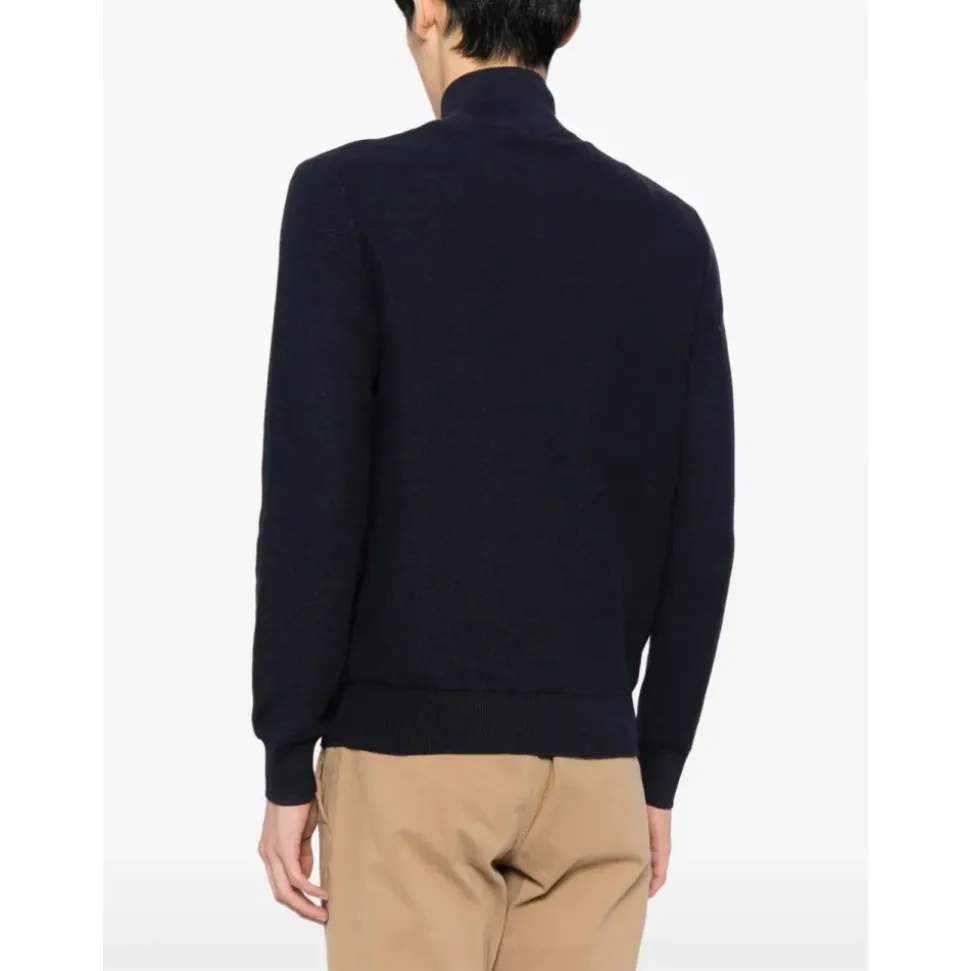 Cotton Quarter-Zip Mockneck Sweater
