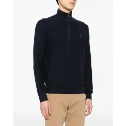 Cotton Quarter-Zip Mockneck Sweater