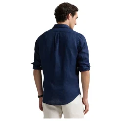 CUSTOM FIT LINEN SHIRT Navy
