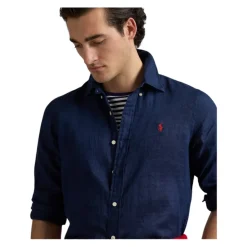 CUSTOM FIT LINEN SHIRT Navy