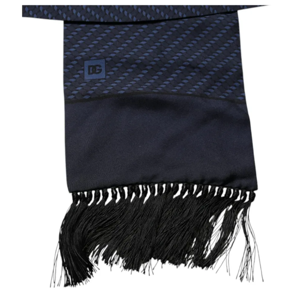 Donkerblauwe Sjaal met Franjes