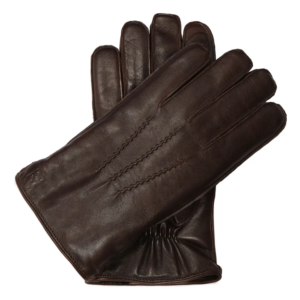 Donkerbruine handschoenen met touchscreen-functionaliteit