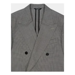 Double-breasted Houndstooth Wool Jacket