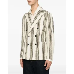 Dubbelrijige blazer met piek revers en strepen