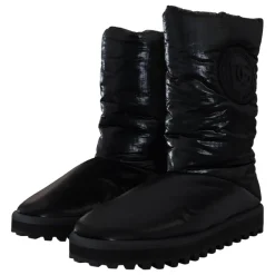 Elegante Mid-Calf Laarzen van Zwart Polyester