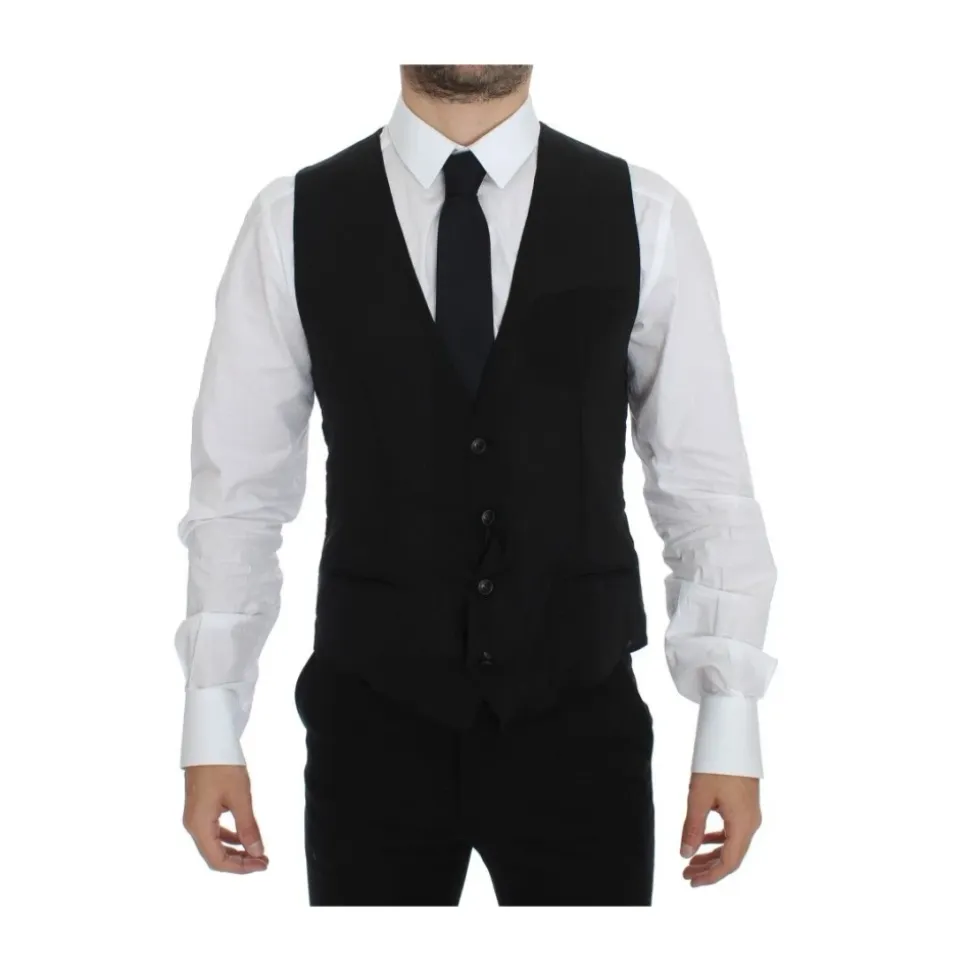 Elegante Zwarte Wollen Vest