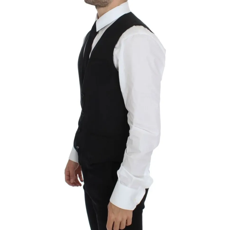 Elegante Zwarte Wollen Vest