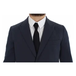 Elegante Blauwe Katoenmix Blazer Jas