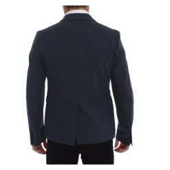 Elegante Blauwe Katoenmix Blazer Jas