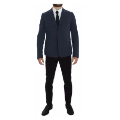Elegante Blauwe Katoenmix Blazer Jas