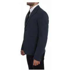 Elegante Blauwe Katoenmix Blazer Jas