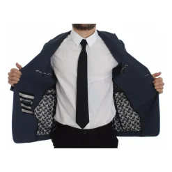 Elegante Blauwe Katoenmix Blazer Jas