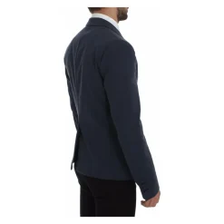 Elegante Blauwe Katoenmix Blazer Jas