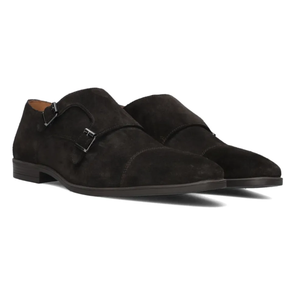 Elegante bruine suède schoenen met gesp