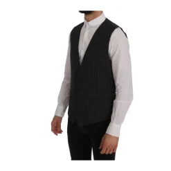 Elegante Grijze Gestreepte Vest