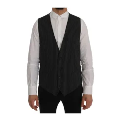 Elegante Grijze Gestreepte Vest