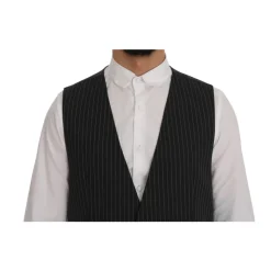 Elegante Grijze Gestreepte Vest