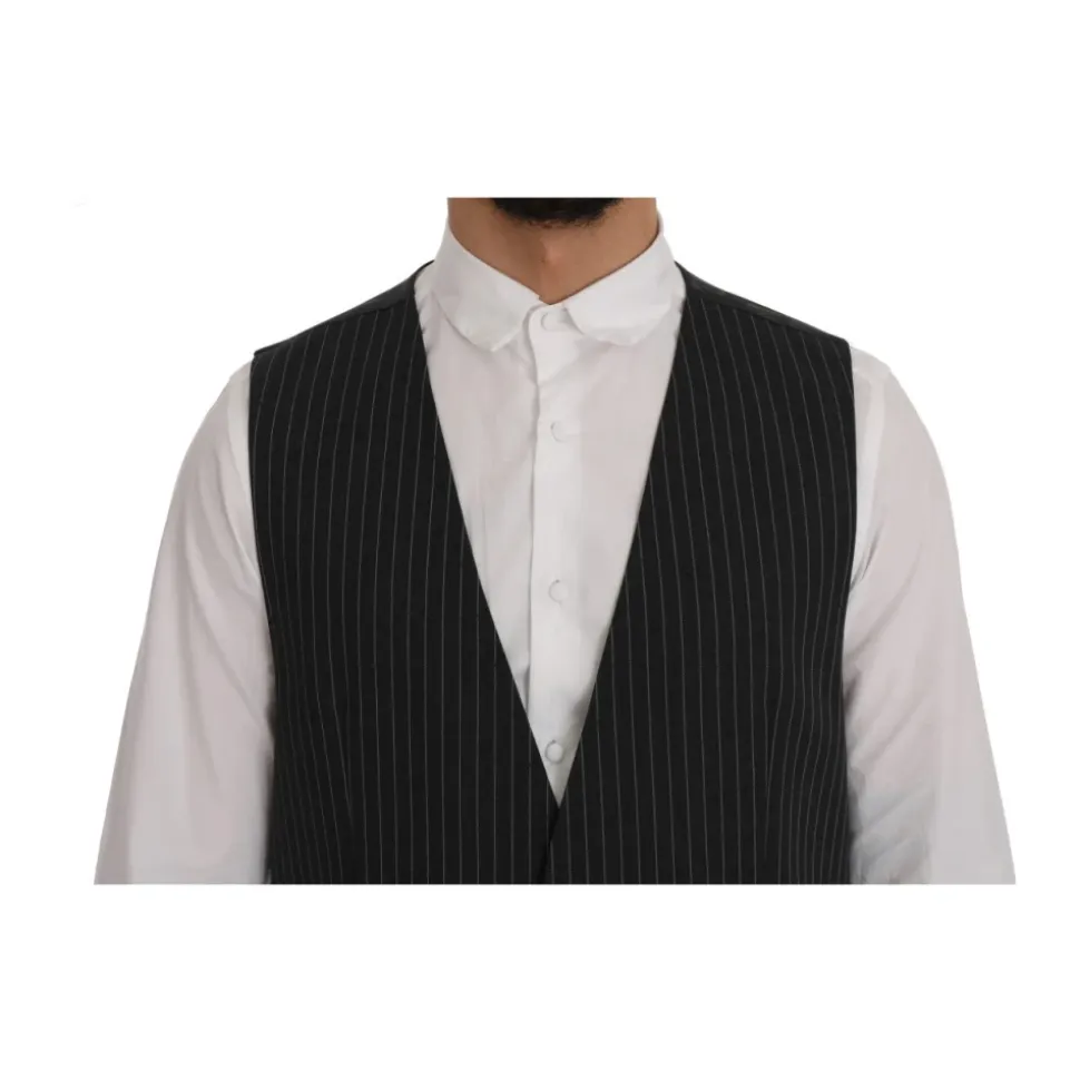 Elegante Grijze Gestreepte Vest