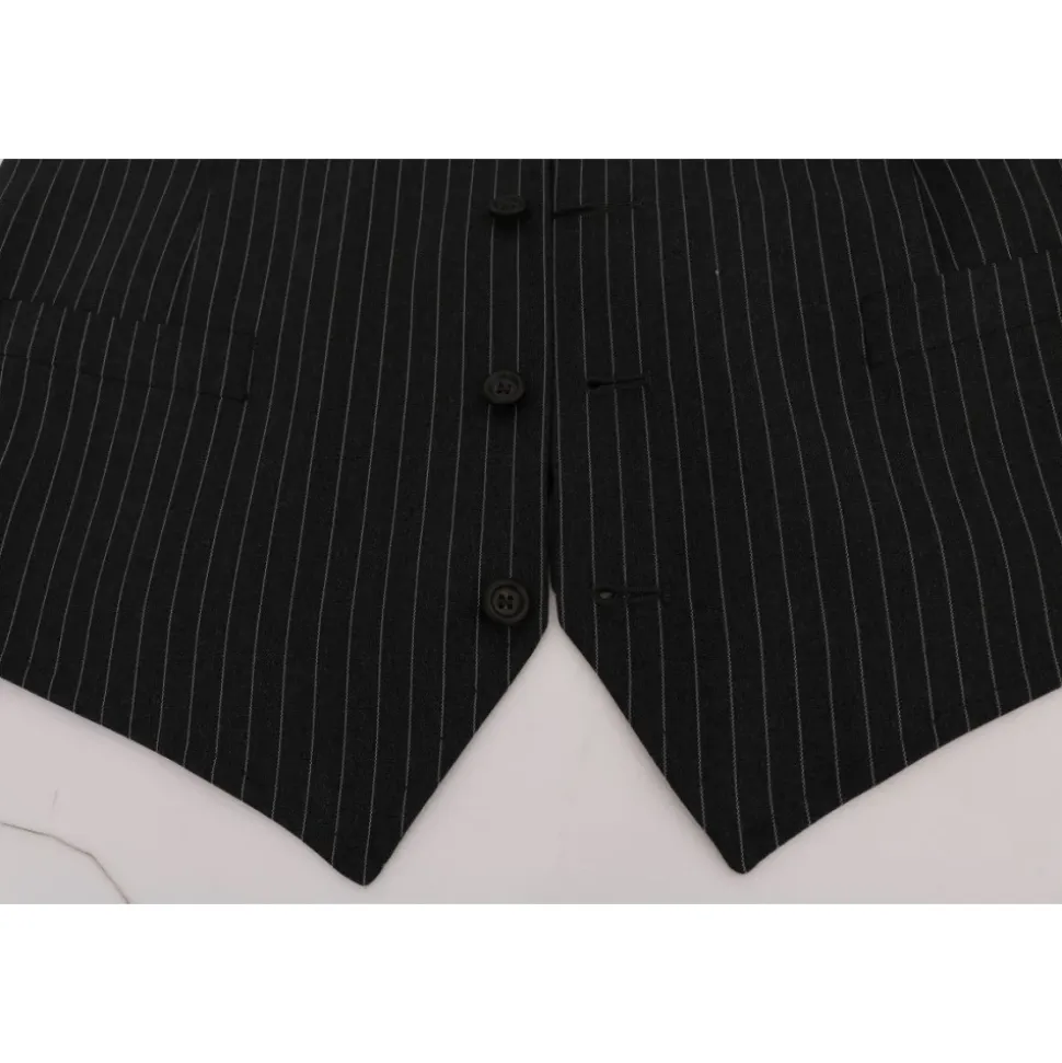 Elegante Grijze Gestreepte Vest