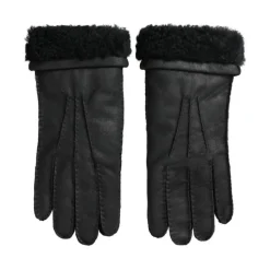 Elegante Zwarte Leren Winterhandschoenen