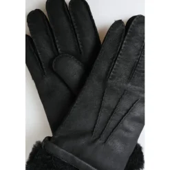 Elegante Zwarte Leren Winterhandschoenen